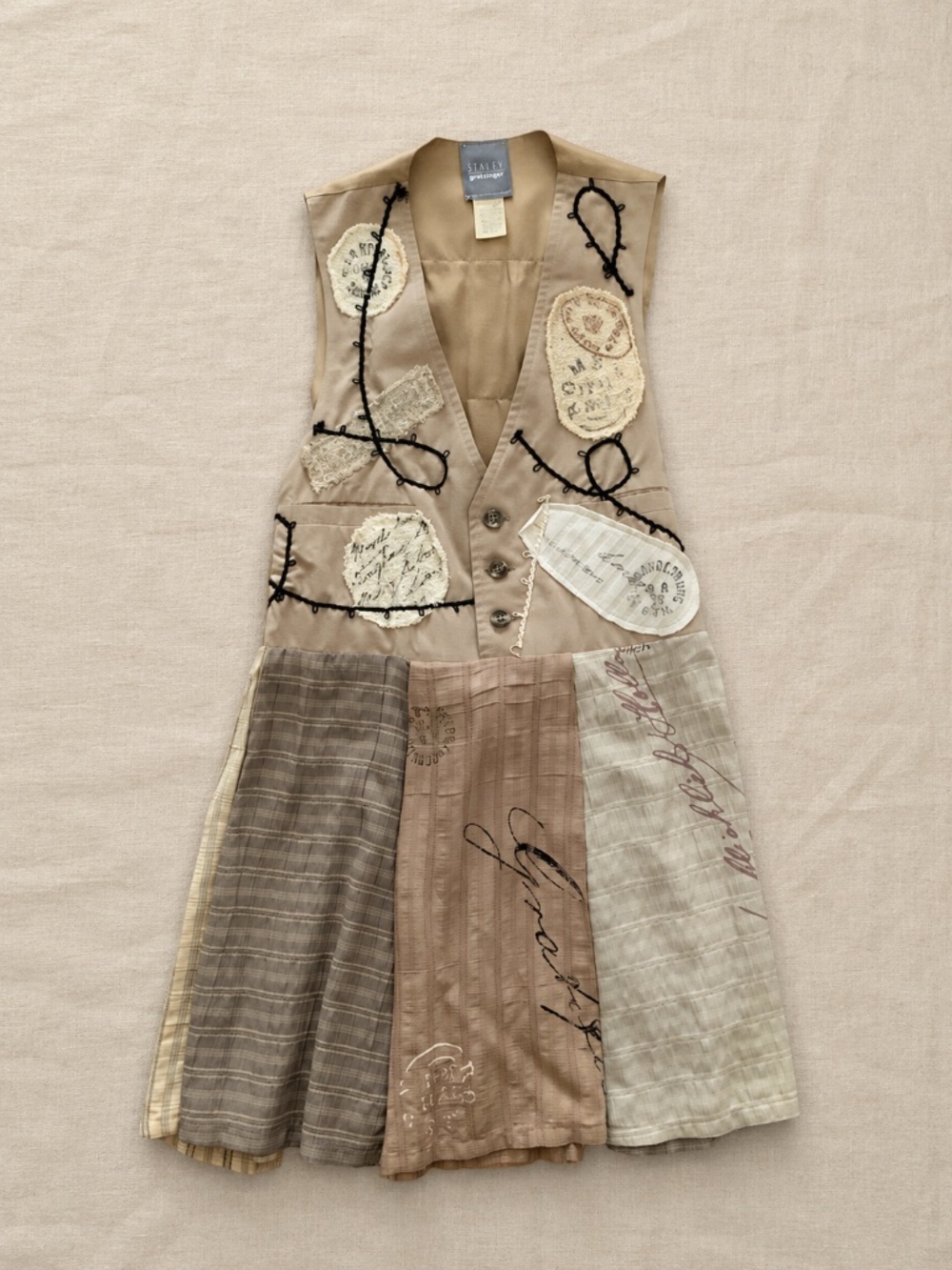 1998 Staley Gretzinger #8 Antique Textile Art-to-Wear Patchwork Dress